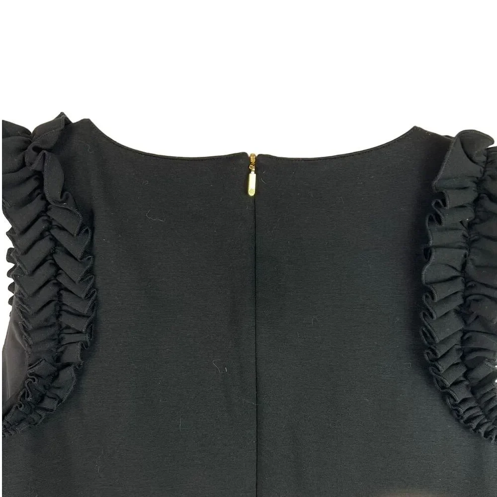 TRINA TURK Siena‎ Tropical Ponte Ruffle Sleeveless Dress Size 4 Zipper on Back
